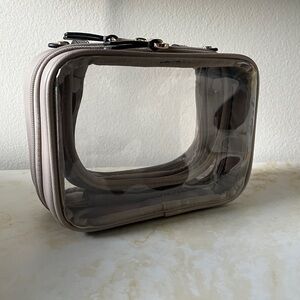 CALPAK Small Clear Cosmetics Case in Stone